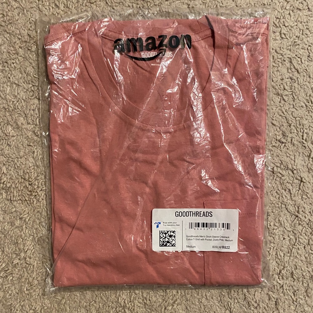 Goodthread mens crewneck t-shirt with pocket Dusty Pink
